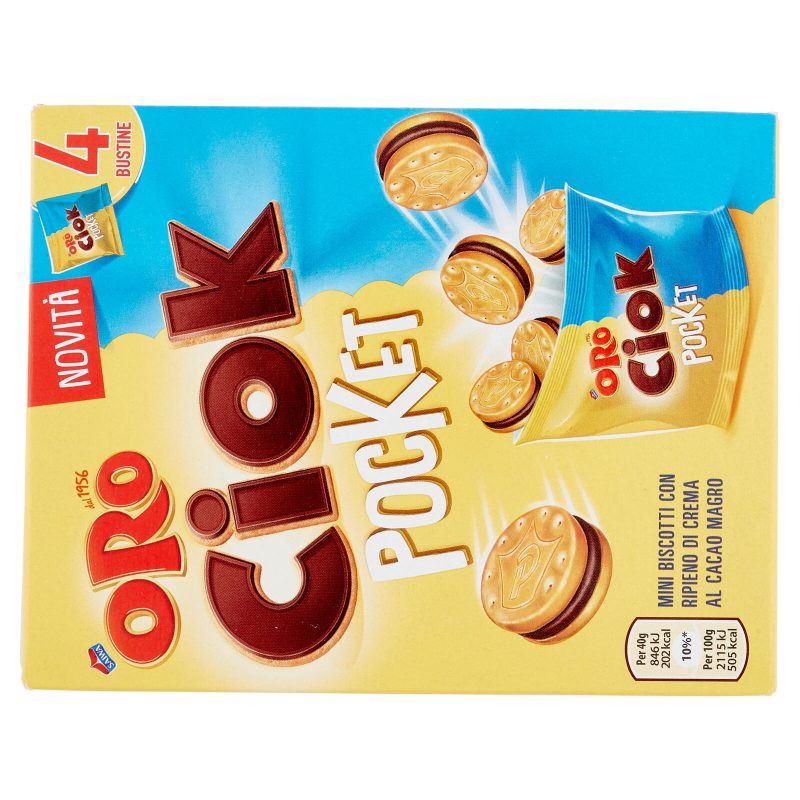 Oro Ciok Pocket Mini biscotti ripieni di crema al cacao magro - 4 x 40 g