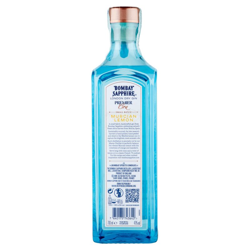 Bombay Sapphire Premier Cru London Dry Gin Murcian Lemon 700 ml