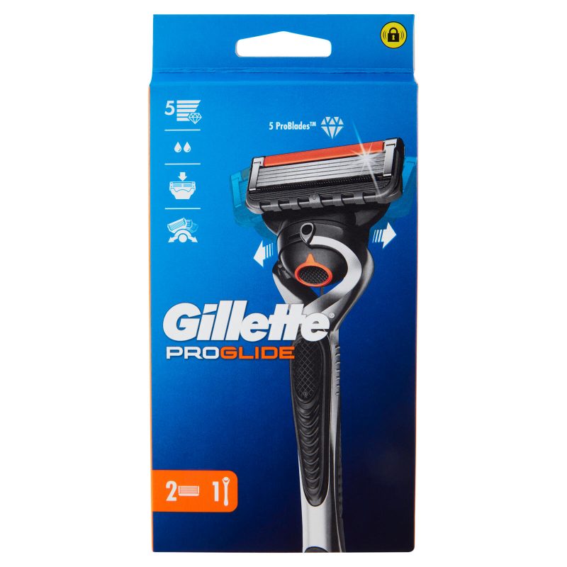 Gillette Proglide Rasoio da Uomo Manico + Lamette di Ricambio, 2 Ricariche