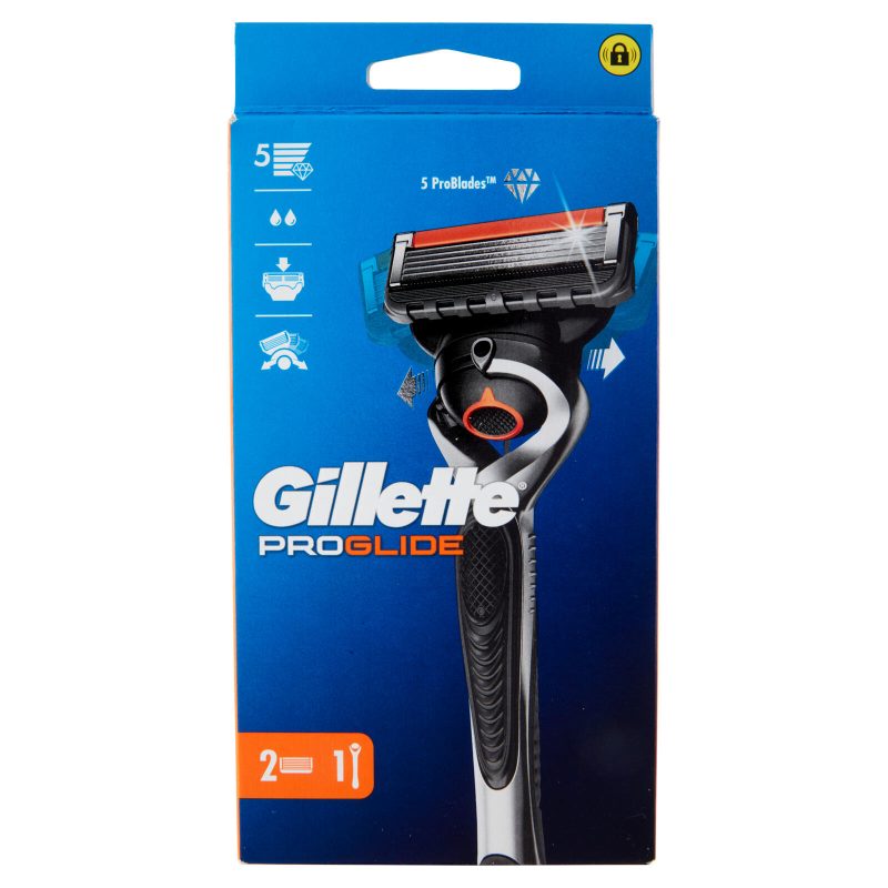 Gillette Proglide Rasoio da Uomo Manico + Lamette di Ricambio, 2 Ricariche