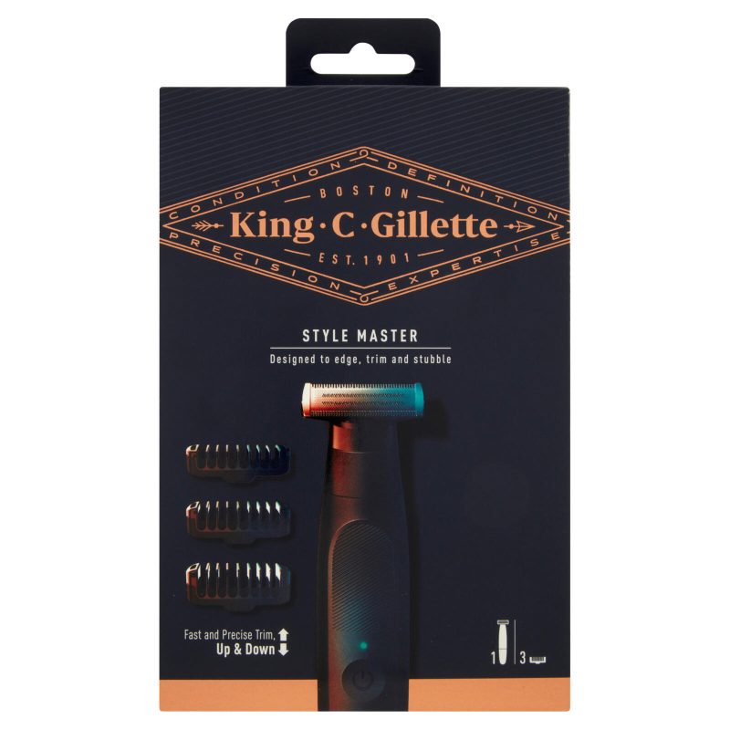 King C.Gillette Style Master Kit Regolabarba, Rasoio Elettrico Uomo + 3 Pettini