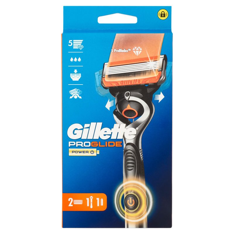 Gillette ProGlide Power Rasoio da Uomo Manico + Lamette di Ricambio, 2 Ricariche