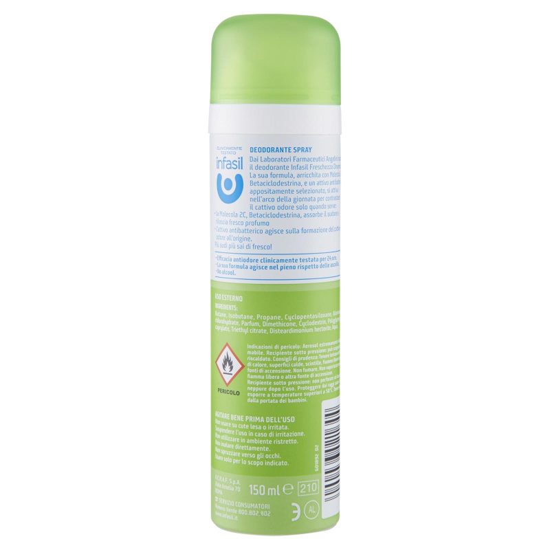 infasil Freschezza Dinamica Deodorante Spray con antibatterico 150 ml