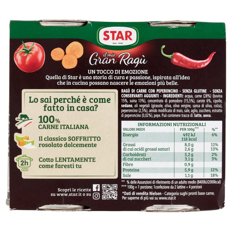 Star il mio Gran Ragù Piccante con Peperoncino 2 x 180 g