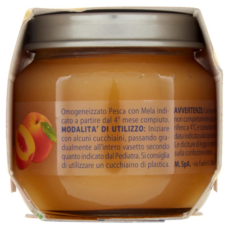 Mellin Pesca con Mela 100% Naturale Omogeneizzato 2 x 100 g