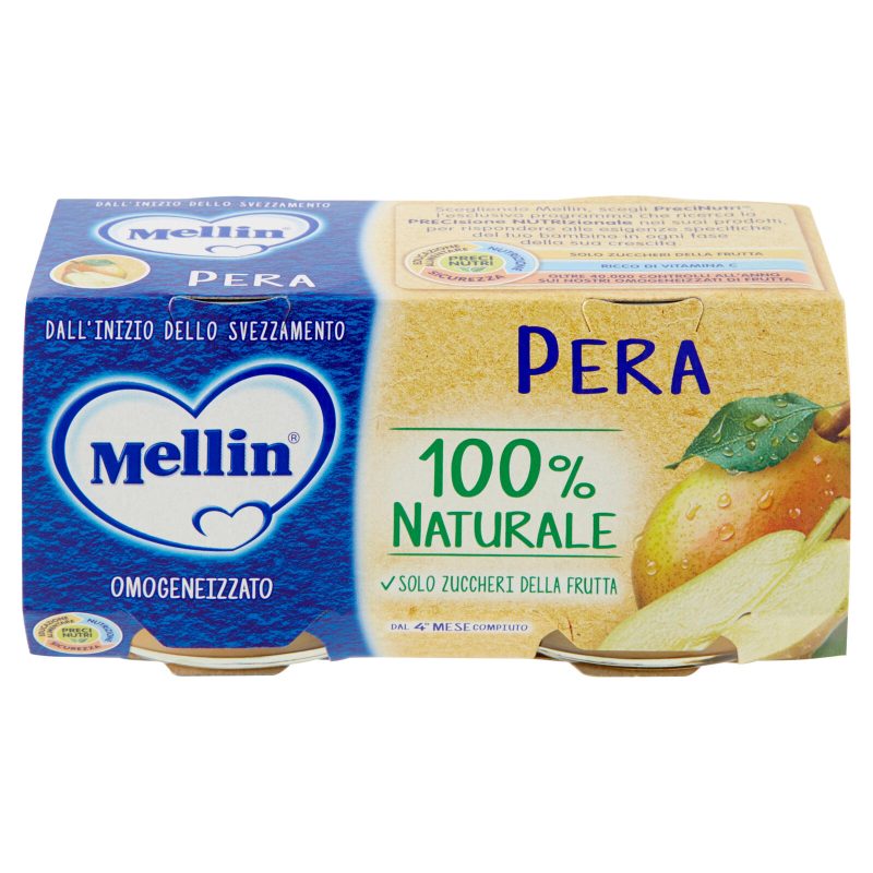 Mellin Pera 100% Naturale Omogeneizzato 2 x 100 g