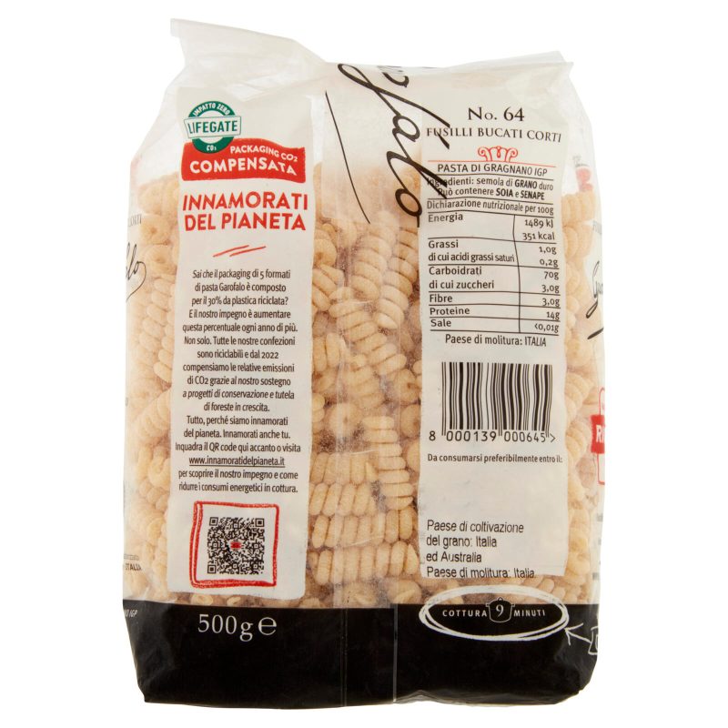 Garofalo Fusilli Bucati Corti 64 Pasta di Gragnano IGP 500 g