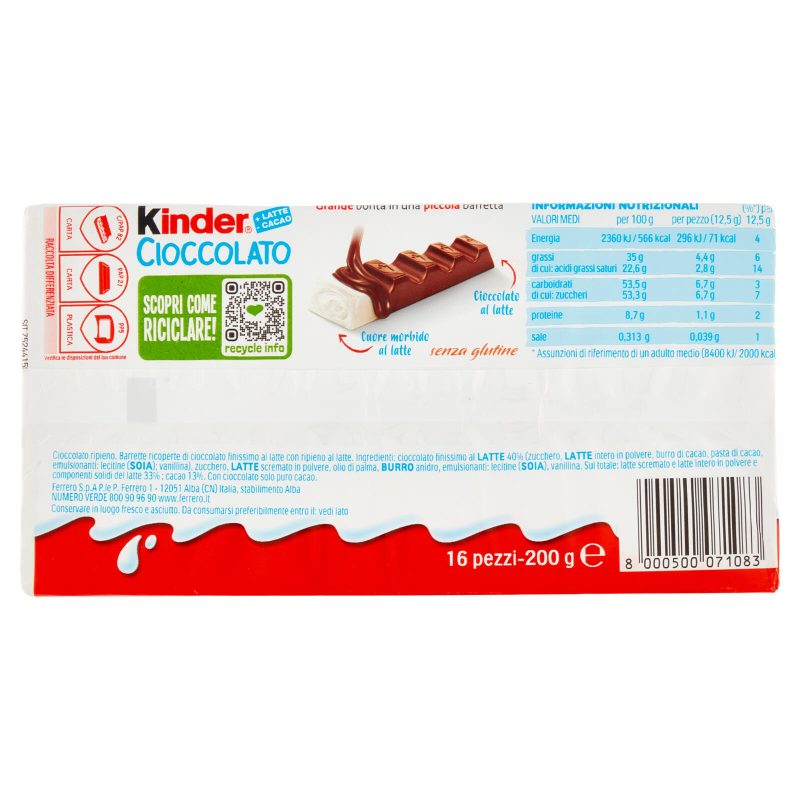 Kinder Cioccolato 16 x 12,5 g