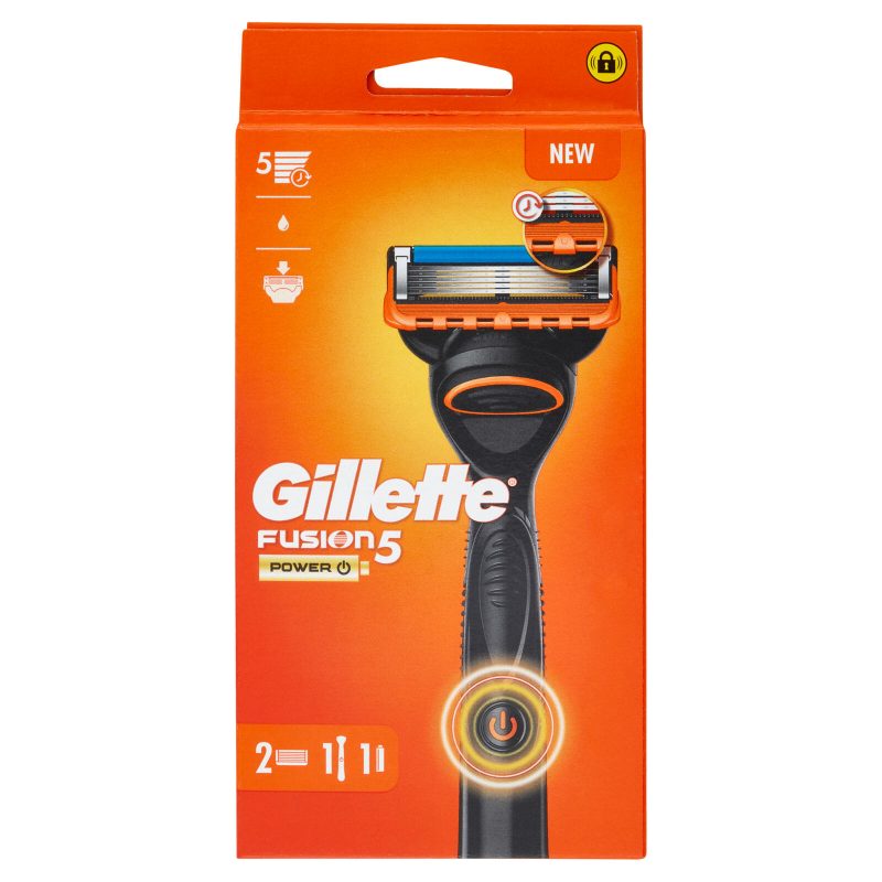 Gillette Rasoio Uomo Fusion5 Power a 5 lame, 1 Manico + 2 Lamette Barba