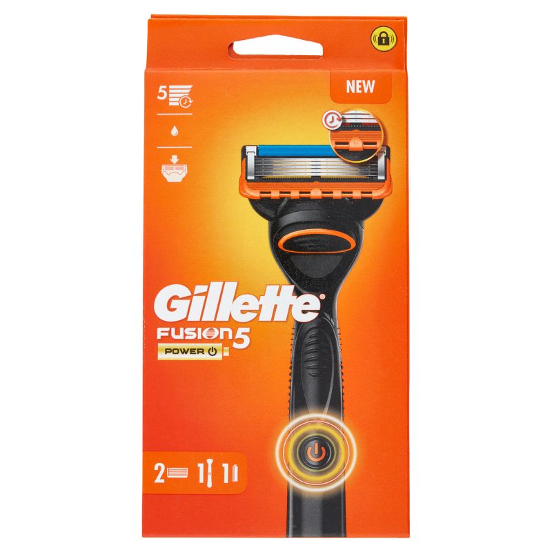 Gillette Rasoio Uomo Fusion5 Power a 5 lame, 1 Manico + 2 Lamette Barba