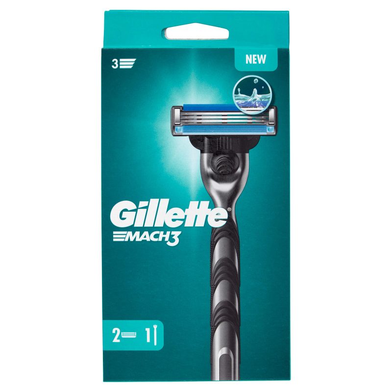 Gillette Rasoio Uomo Mach3 a 3 Lame, 1 Manico + 2 Lamette Barba