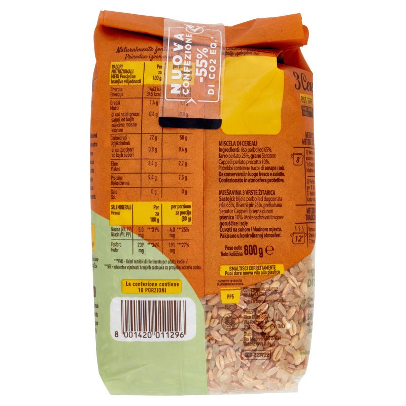 Gallo 3 Cereali Riso, Farro Più Grano Senatore Cappelli 800 g