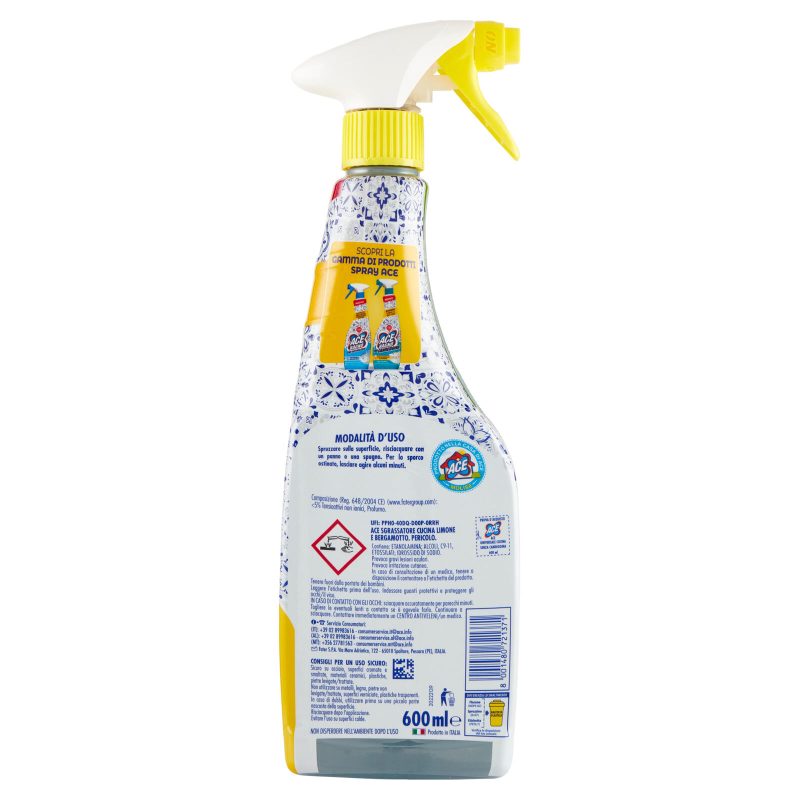 Ace Sgrassatore Cucina Limone e Bergamotto Senza Candeggina 600 ml