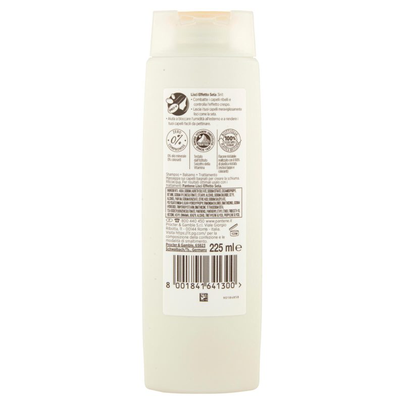 Pantene Shampoo+Balsamo+Trattamento 3in1 Lisci Effetto Seta 225 ml