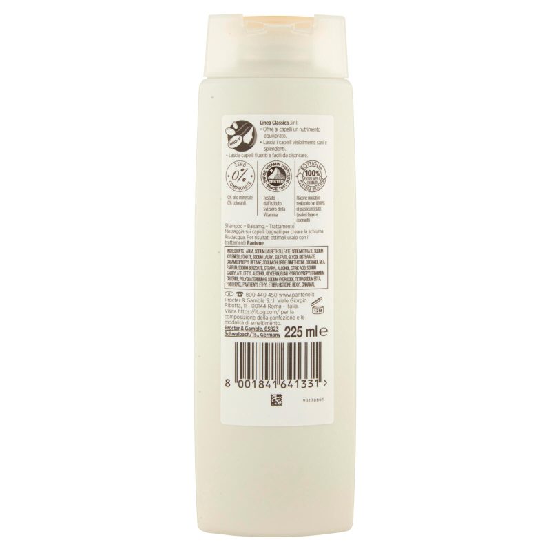 Pantene Shampoo+Balsamo+Trattamento 3in1 Linea Classica 225 ml