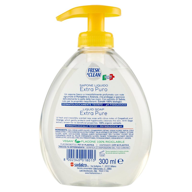 Fresh & Clean Sapone Liquido Extra Puro Agrumi e Salvia 300 ml