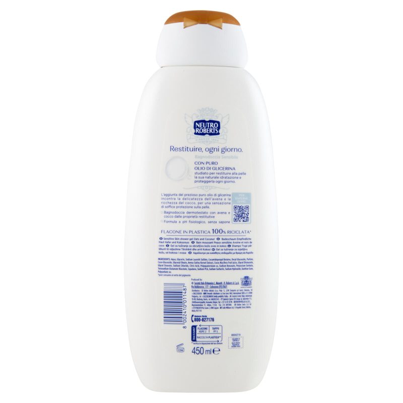 Neutro Roberts Sensibile Avena e Cocco Bagnodoccia 450 ml