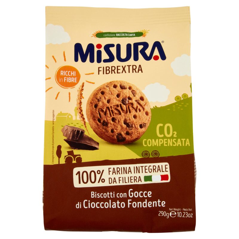 Misura Fibrextra Biscotti con Gocce di Cioccolato Fondente 290 g