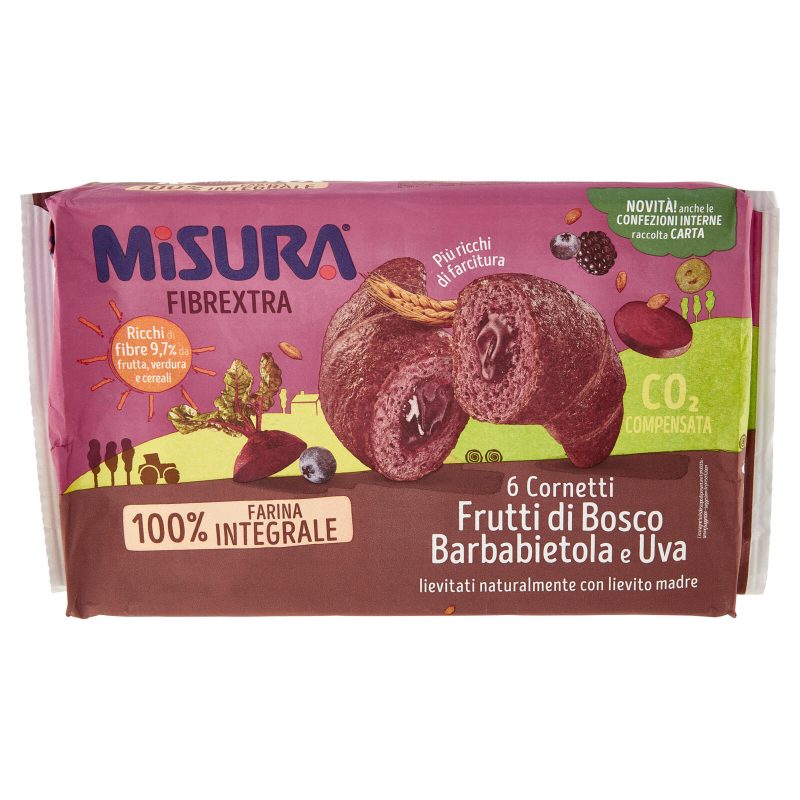 Misura Fibrextra 6 Cornetti Frutti di Bosco Barbabietola e Uva 308 g