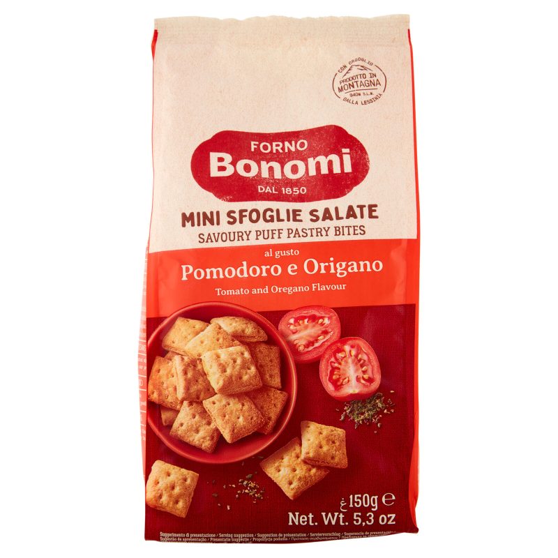 Forno Bonomi Mini Sfoglie Salate al gusto Pomodoro e Origano 150 g