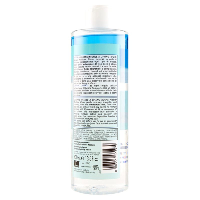 Clinians Intense A Lifting Rughe Acqua Micellare Bifase Acido Ialuronico 400 mL