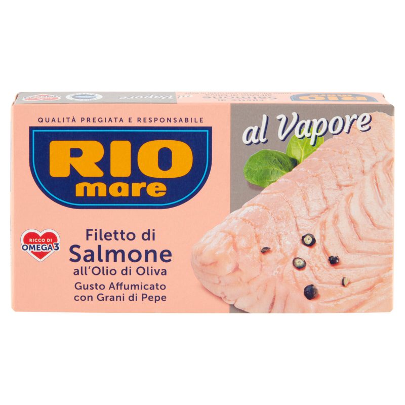 Rio mare Filetto di Salmone all'Olio di Oliva Gusto Affumicato con Grani di Pepe al Vapore 150 g