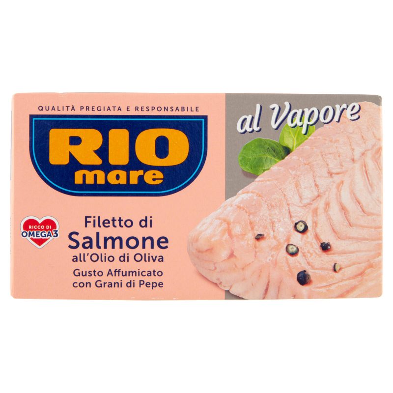 Rio mare Filetto di Salmone all'Olio di Oliva Gusto Affumicato con Grani di Pepe al Vapore 150 g