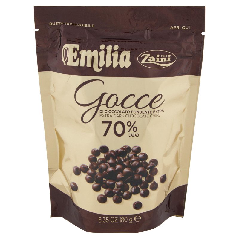 Zàini Emilia Gocce di Cioccolato Fondente Extra 70% Cacao 180 g