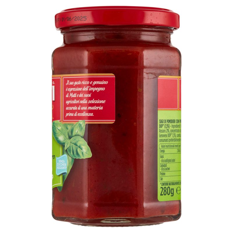 Mutti Sugo con Pomodoro Rossoro e con Basilico Genovese DOP 280 g