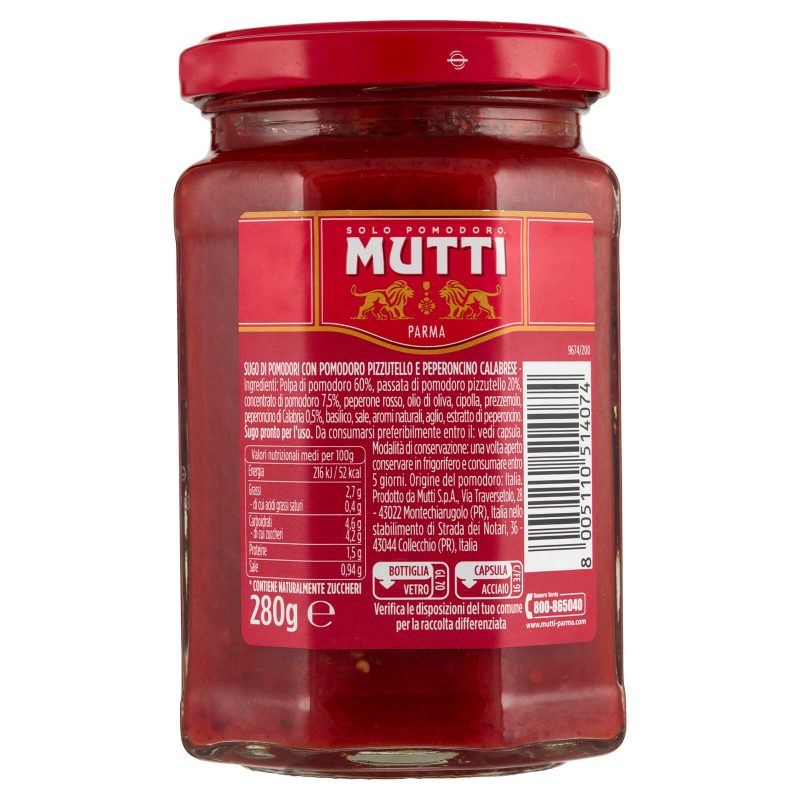 Mutti Sugo con Pomodoro Pizzutello e con Peperoncino Calabrese 280 g