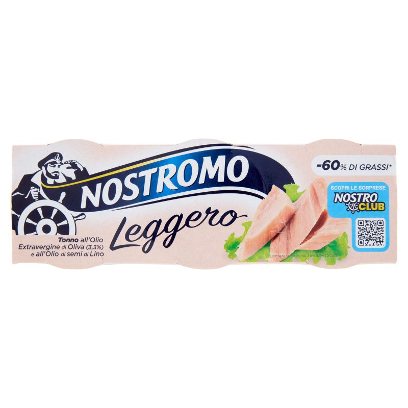 Nostromo Leggero Tonno all'Olio Extravergine di Oliva (3,3%) e all'Olio di semi di Lino 3 x 60 g