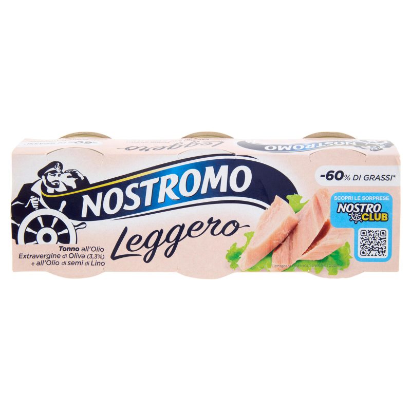 Nostromo Leggero Tonno all'Olio Extravergine di Oliva (3,3%) e all'Olio di semi di Lino 3 x 60 g