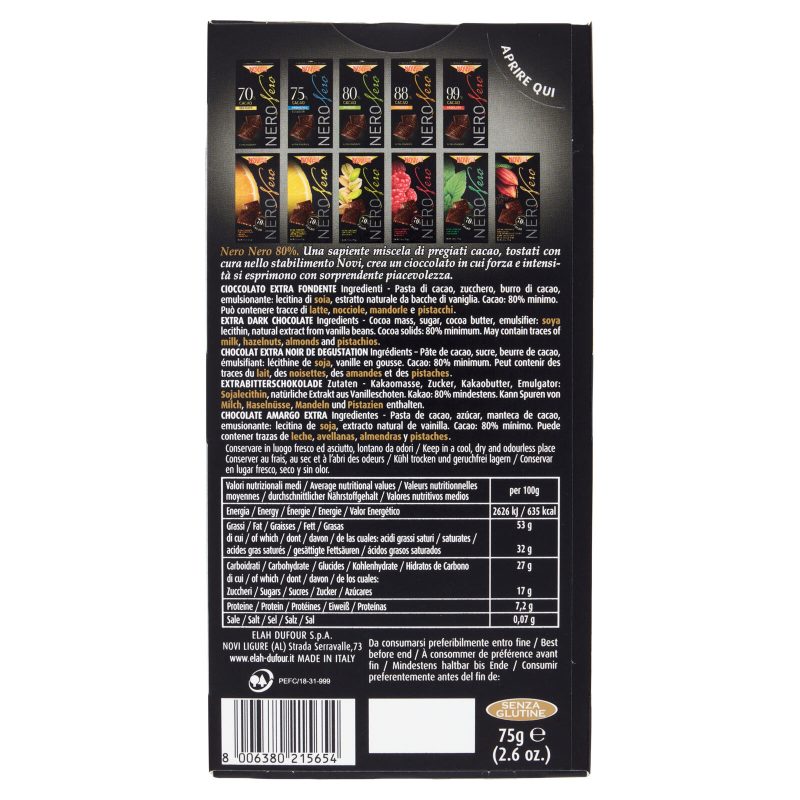 Novi NeroNero 80% Cacao Intenso Extra Fondente 75 g