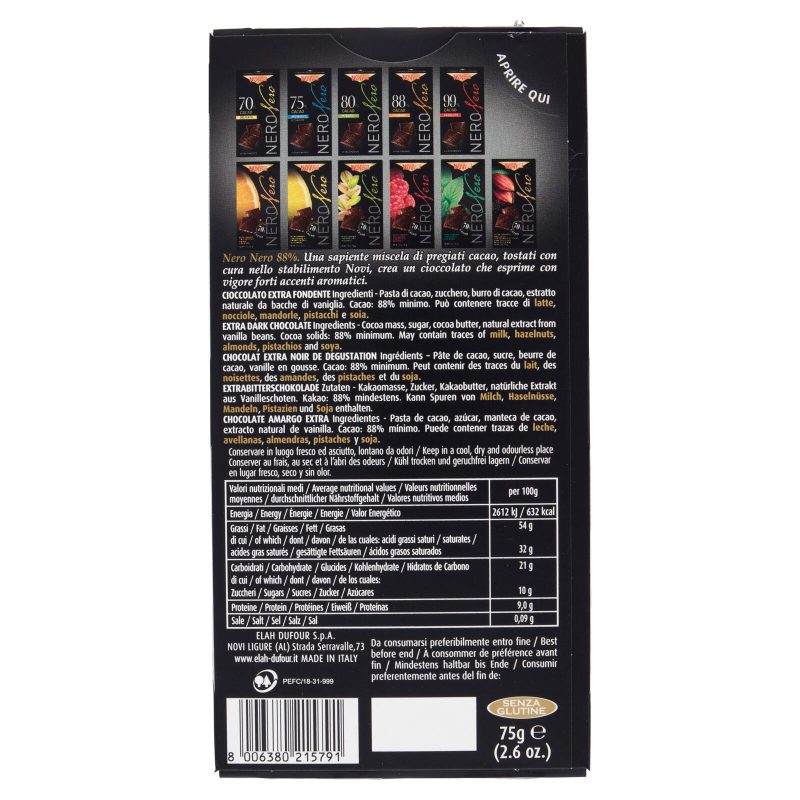 Novi NeroNero 88% Cacao Vigoroso Extra Fondente 75 g