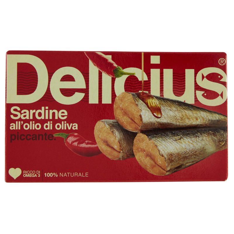 Delicius Sardine all'olio di oliva piccante 120 g