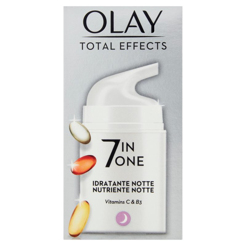 Olay Crema Viso Notte Total Effects 7in1 - Idratante e Nutriente - Vitamine C & B3 - 50 ml