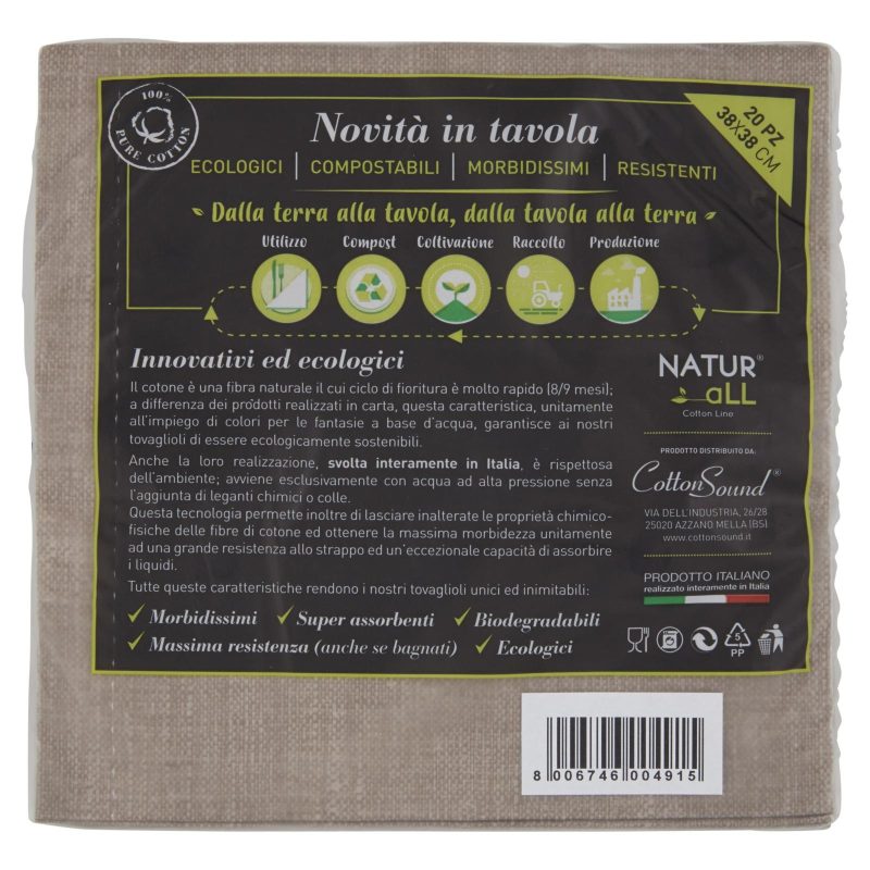 Natur all Tovaglioli cacao 38x38 cm 20 pz