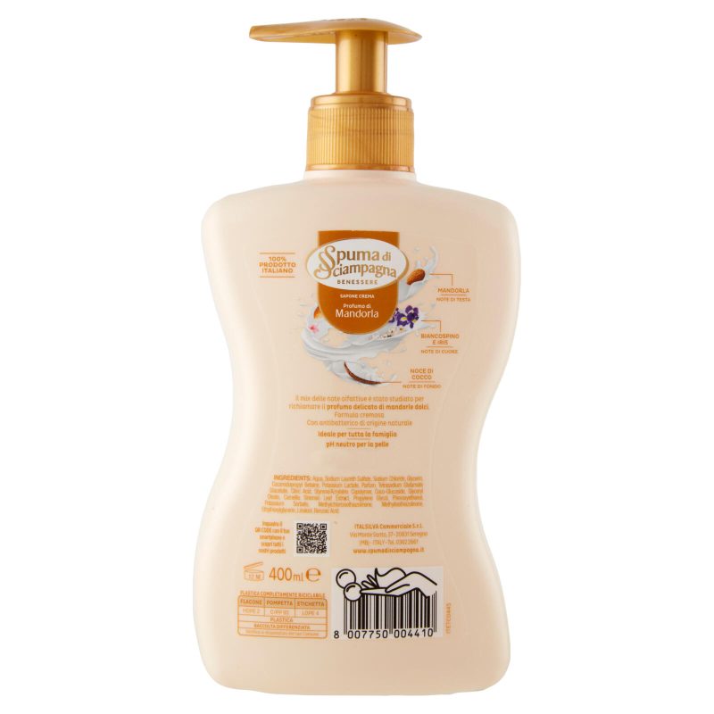 Spuma di Sciampagna Benessere Sapone Crema Mandorla 400 ml