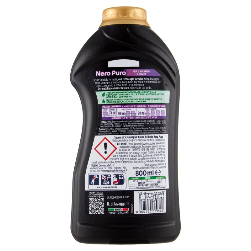 Spuma di Sciampagna Bucato Delicato Nero Puro 800 ml