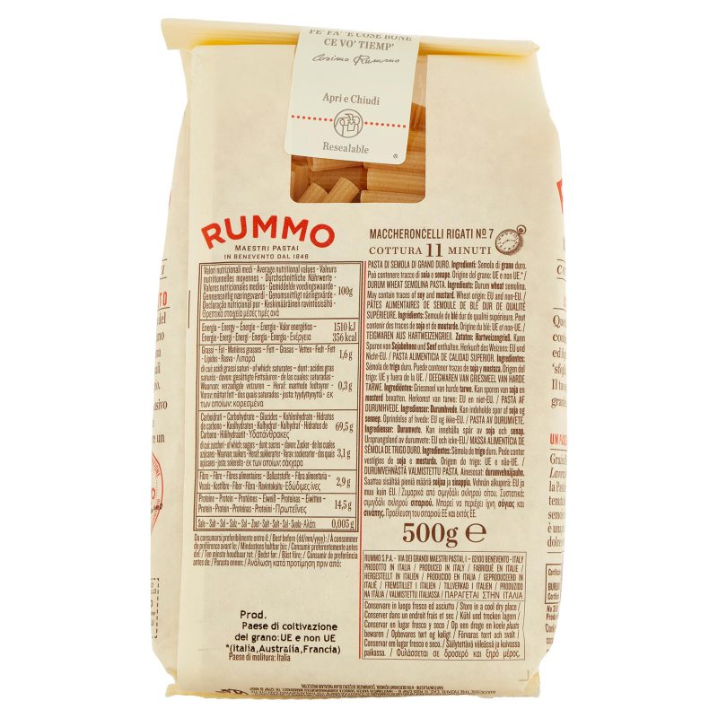 Pasta Rummo Maccheroncelli Rigati N° 7 
500 g