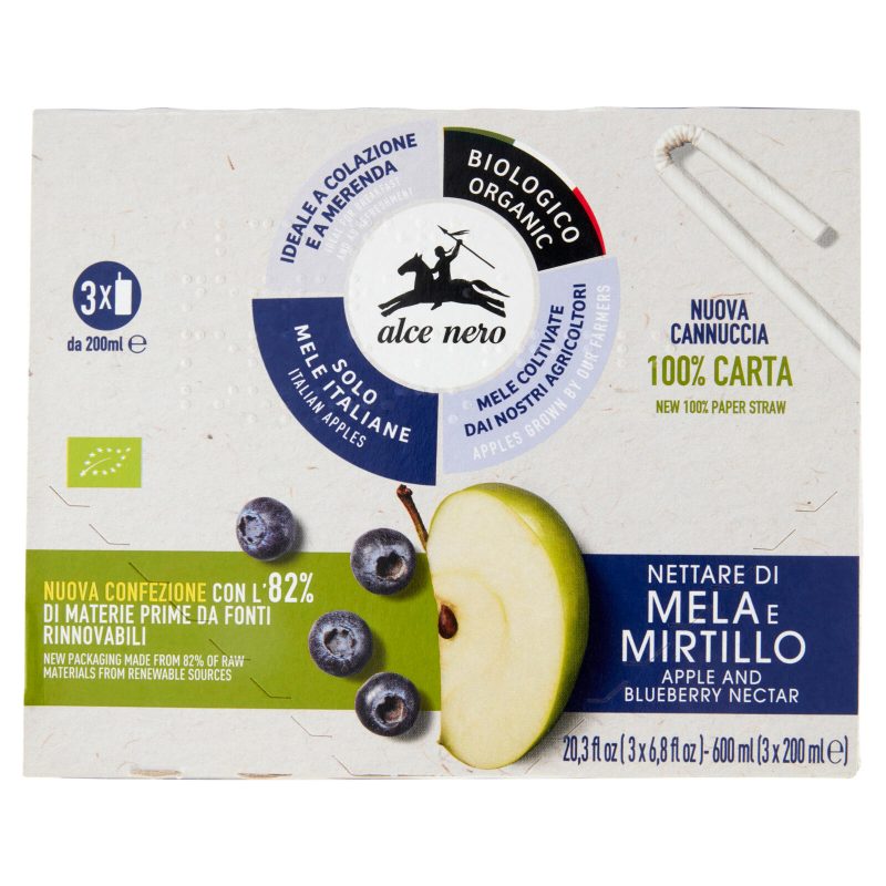 alce nero Nettare di Mela e Mirtillo 3 x 200 ml