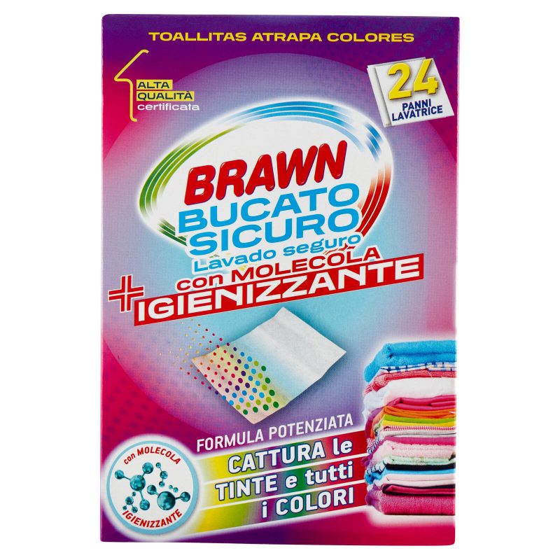 Brawn Bucato Sicuro con Molecola Igienizzante Panni Lavatrice 24 pz