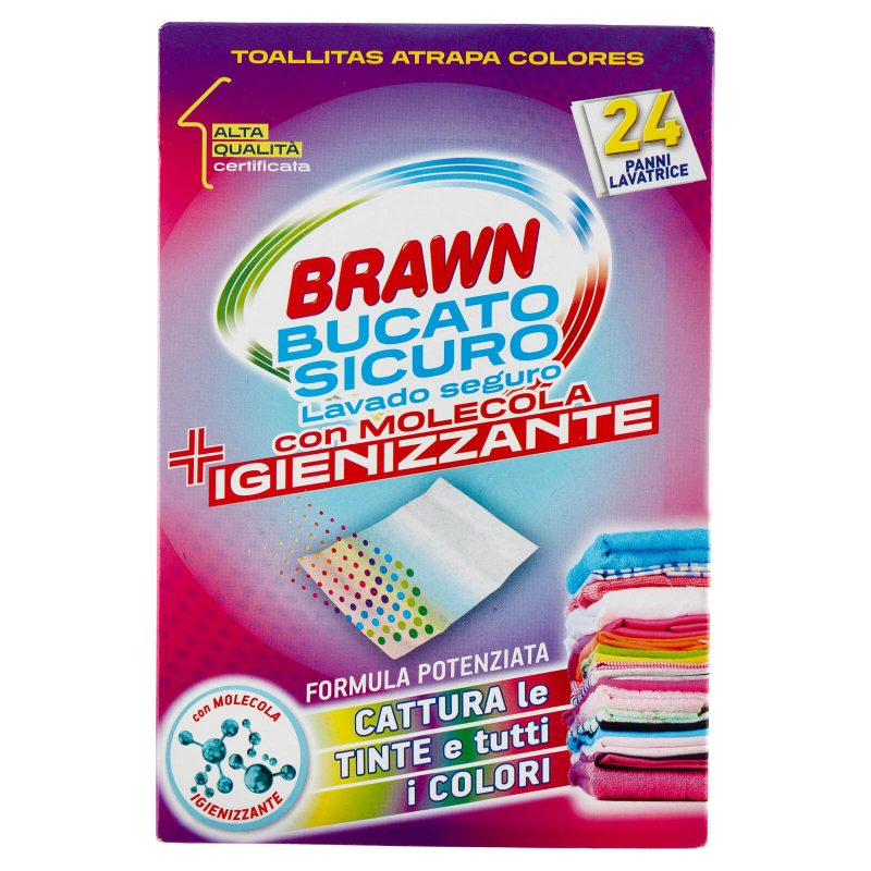 Brawn Bucato Sicuro con Molecola Igienizzante Panni Lavatrice 24 pz