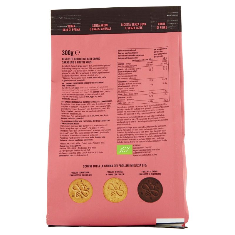 Mielizia Bio Frollini con Grano Saraceno e Frutti Rossi 300 g