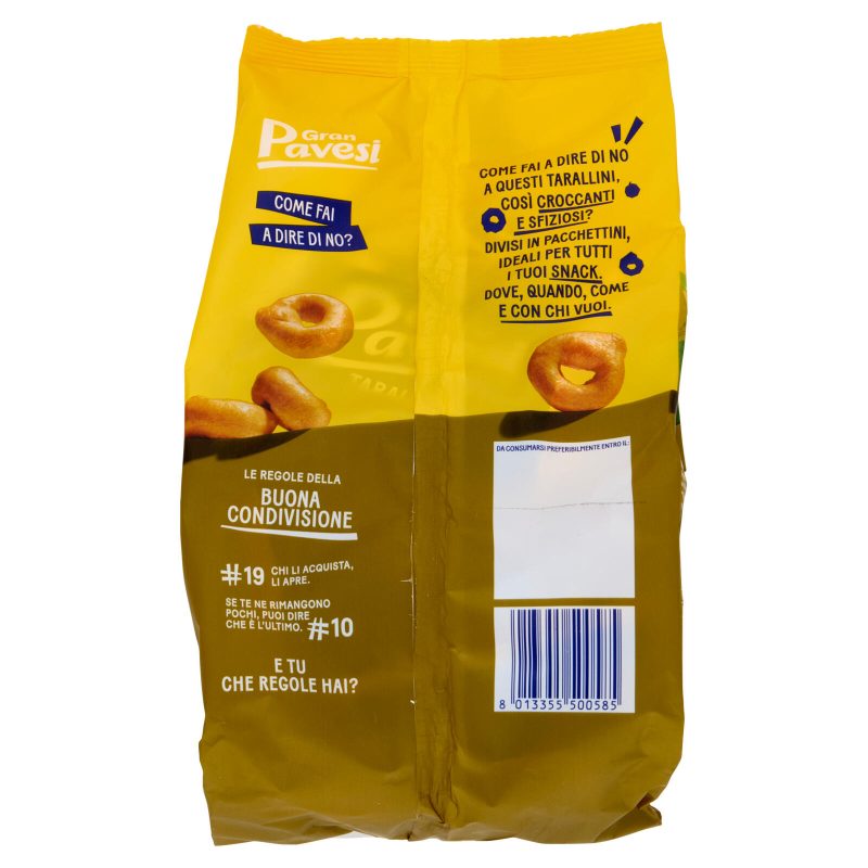 Gran Pavesi Snack Tarallini Olio di Oliva ed Extra Vergine, Senza Olio di Palma, 8 Pacchetti 256g