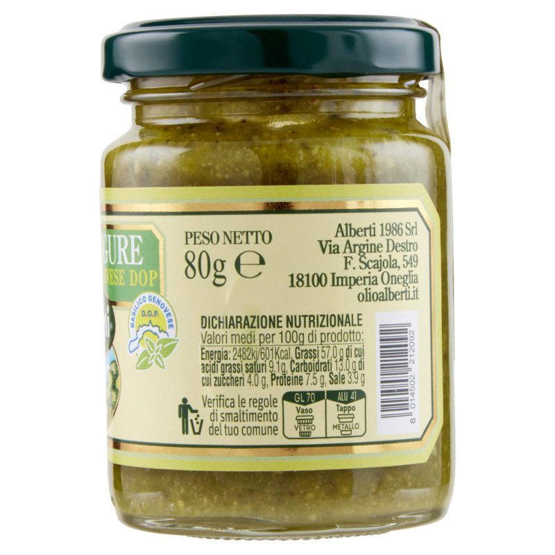 Alberti Pesto Ligure di Basilico Genovese DOP 80 g