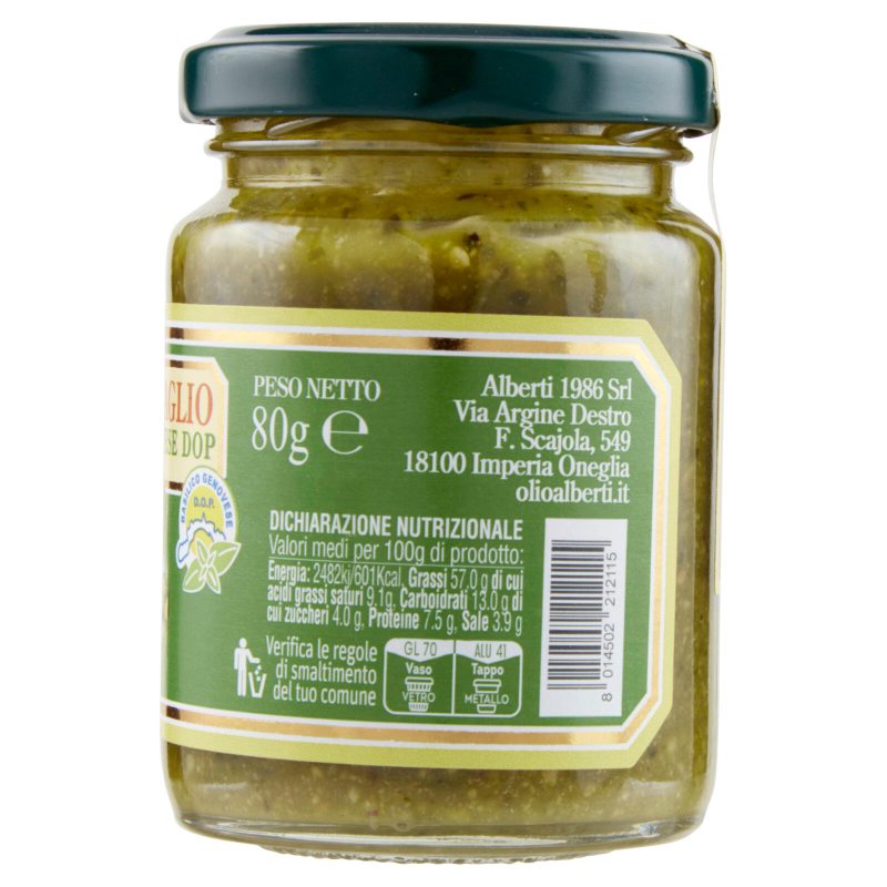 Alberti Pesto senza Aglio di Basilico Genovese DOP 80 g