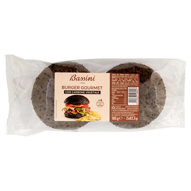 Bassini Burger Gourmet con Carbone Vegetale x 2 - 165 g