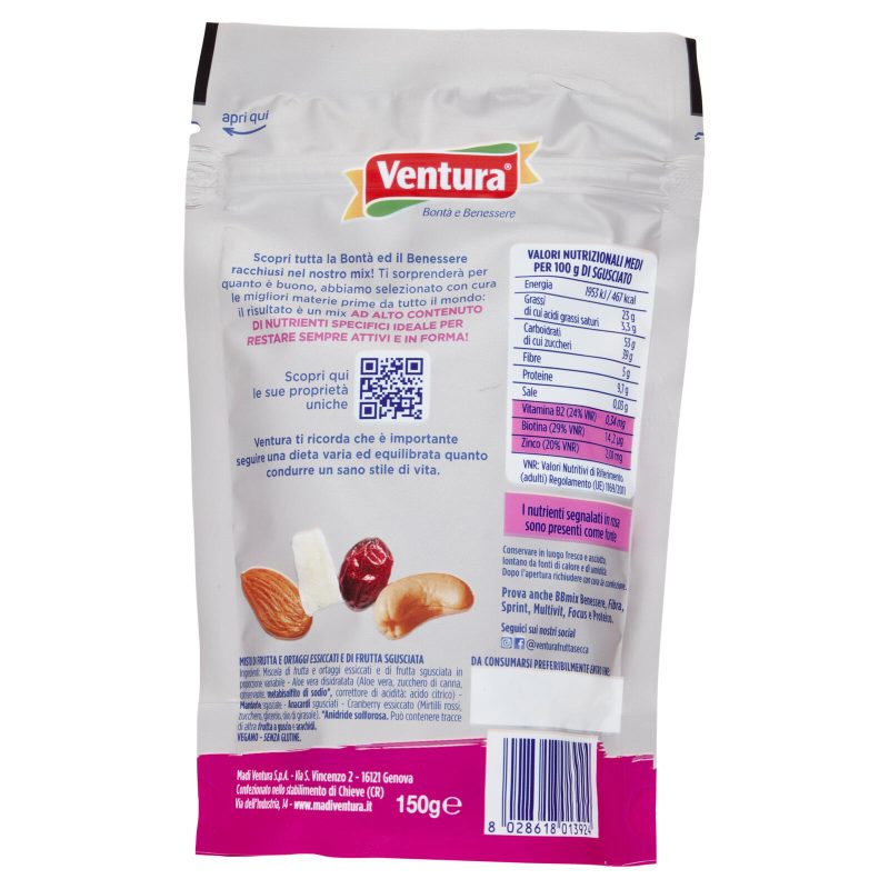 Ventura BBmix Bellezza Mix di mandorle, anacardi, aloe e cranberry 150 g