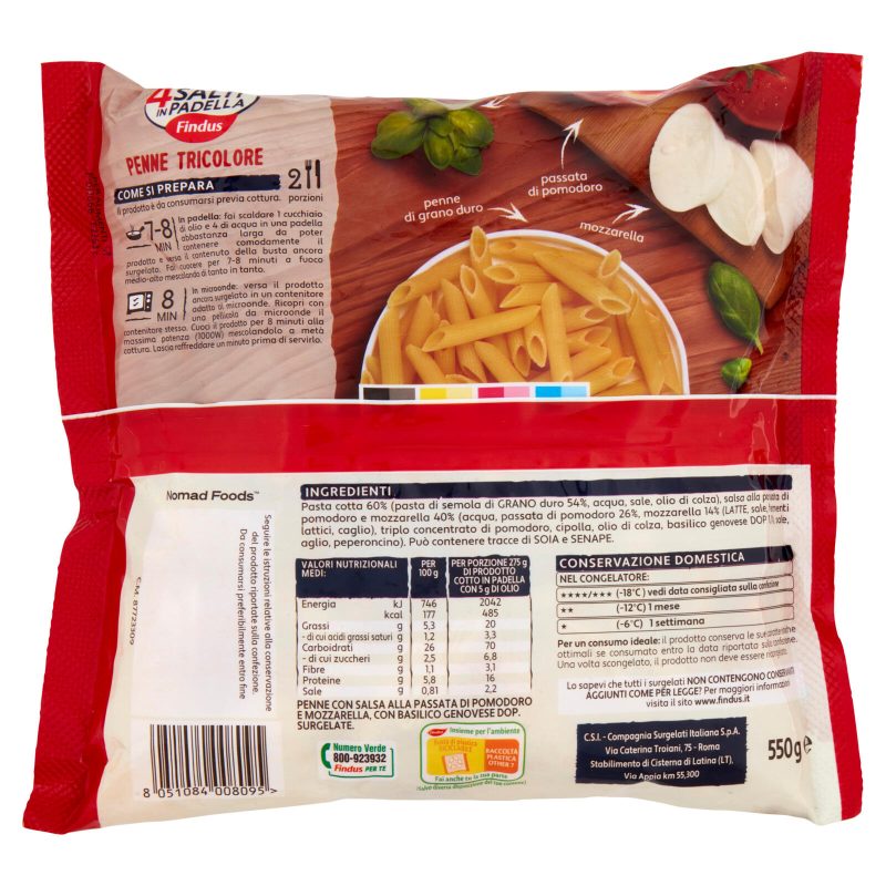 4 Salti in Padella Findus Penne Tricolore 550 g